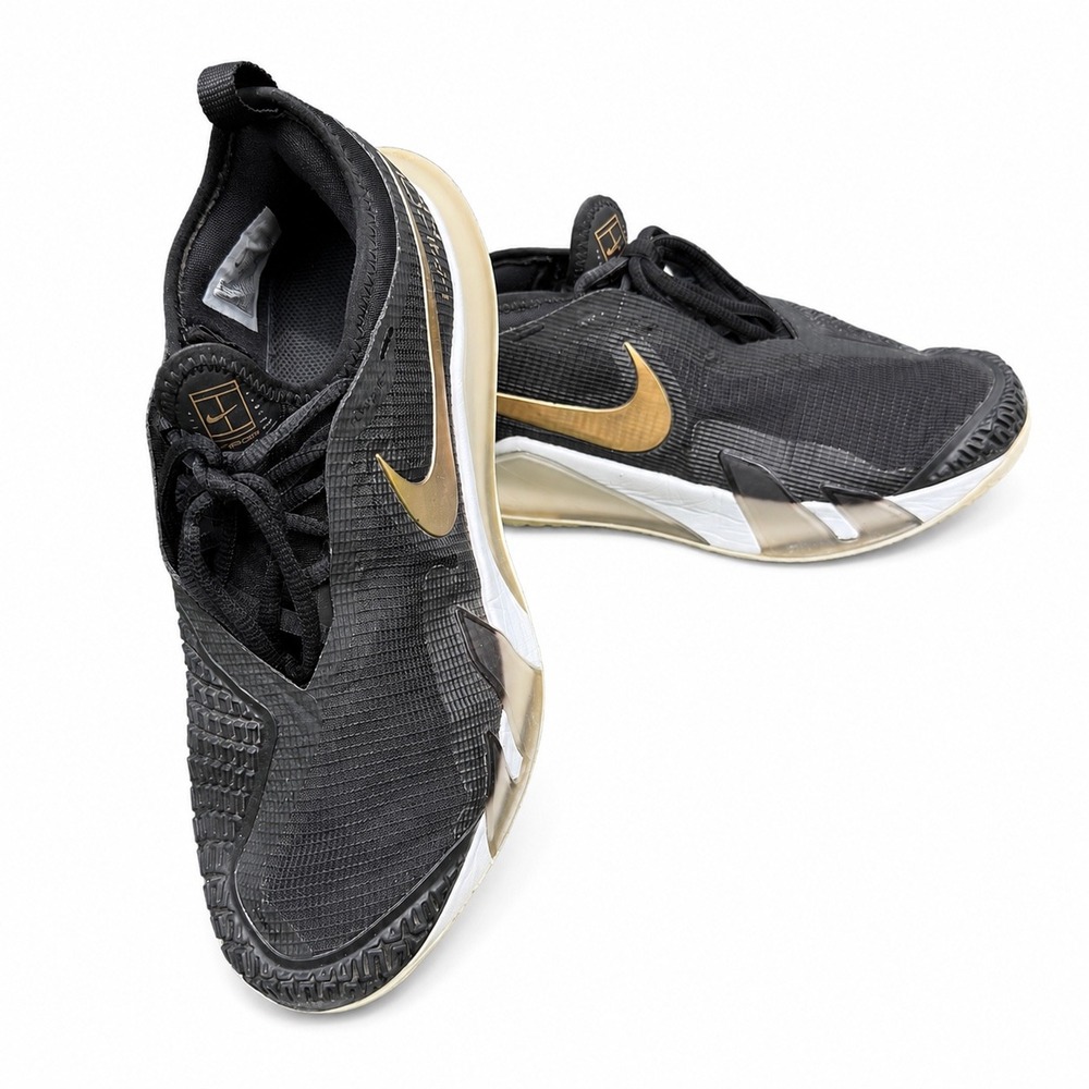 NikeCourt React Vapor‎ NXT Black Gold Tennis Shoes CV0742-002 Womens 7.5